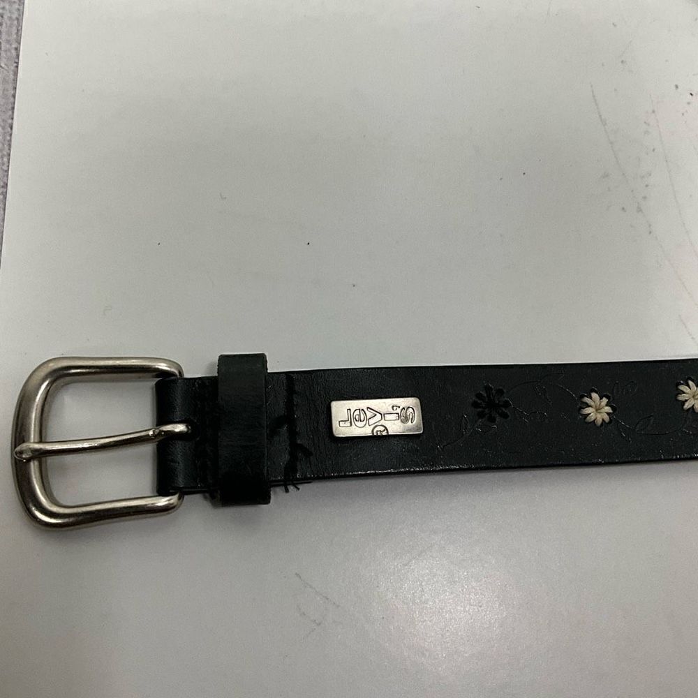 Youth Girls LEVI’S Black Leather Embroidered Belt - Picture 4 of 5